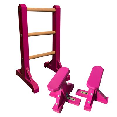 Duo Set – 3 Tier Ladder with Pair of Mini Pedestals (Octagonal Grip) - Hot Pink (QBS354)
