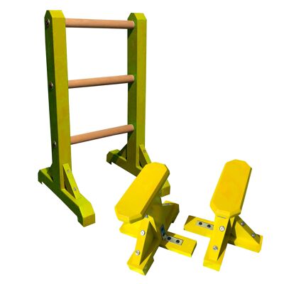 Duo Set – 3 Tier Ladder with Pair of Mini Pedestals (Octagonal Grip) - Yellow (QBS355)