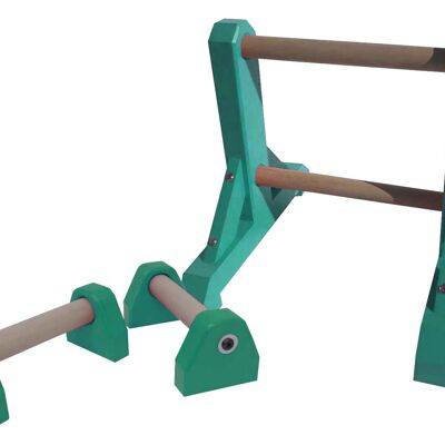 Duo Set – 2 Tier Ladder with Pair of Mini Paralettes - Turquoise Green (QBS361)