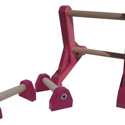 Duo Set – 2 Tier Ladder with Pair of Mini Paralettes - Hot Pink (QBS364)