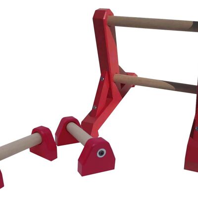 Duo Set – 2 Tier Ladder with Pair of Mini Paralettes - Red (QBS366)