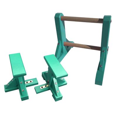 DUO SET - 2 Tier Ladder with Pair of Mini Pedestals (Rectangle Grip) - Turquoise Green (QBS384)