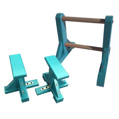 DUO SET - 2 Tier Ladder with Pair of Mini Pedestals (Rectangle Grip) - Turquoise Blue (QBS385)
