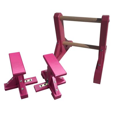 DUO SET - 2 Tier Ladder with Pair of Mini Pedestals (Rectangle Grip) - Hot Pink (QBS386)