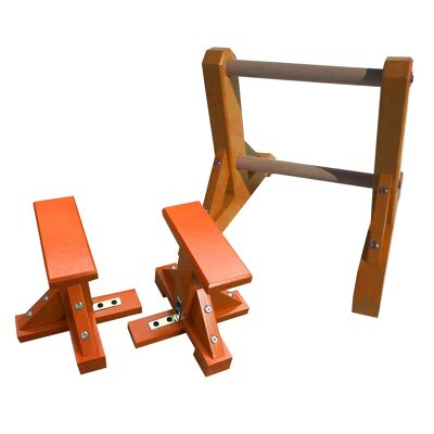DUO SET - 2 Tier Ladder with Pair of Mini Pedestals (Rectangle Grip) - Orange (QBS388)