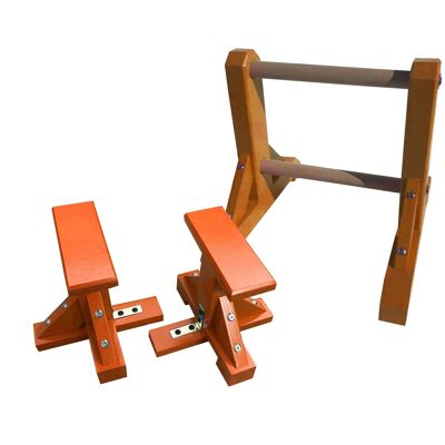 DUO SET - 2 Tier Ladder with Pair of Mini Pedestals (Rectangle Grip) - Orange (QBS388)