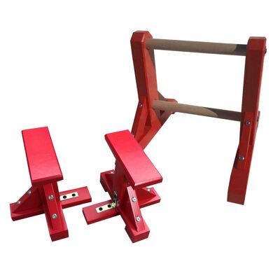 DUO SET - 2 Tier Ladder with Pair of Mini Pedestals (Rectangle Grip) - Red (QBS390)