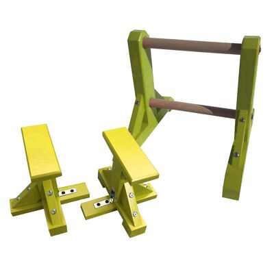 DUO SET - 2 Tier Ladder with Pair of Mini Pedestals (Rectangle Grip) - Yellow (QBS391)