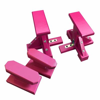 DUO SET - Pair of Mini Pedestal (Rectangle Grip) and Yoga Block - Hot Pink (QBS488)