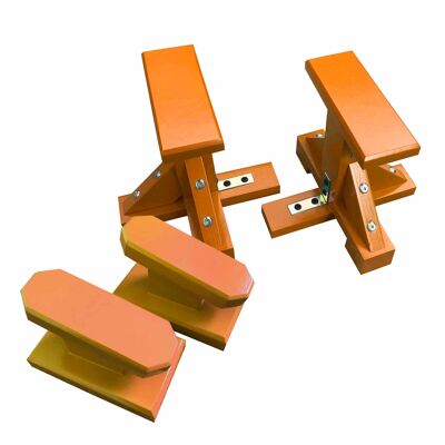 DUO SET - Pair of Mini Pedestal (Rectangle Grip) and Yoga Block - Orange (QBS493)