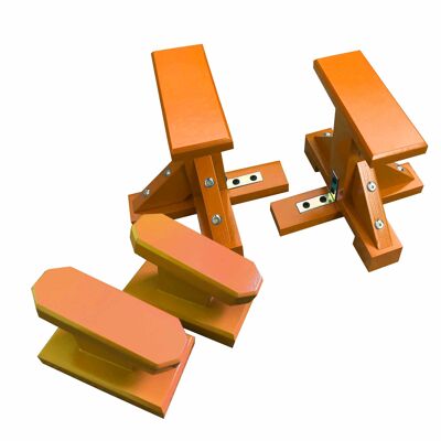 DUO SET - Pair of Mini Pedestal (Rectangle Grip) and Yoga Block - Orange (QBS493)