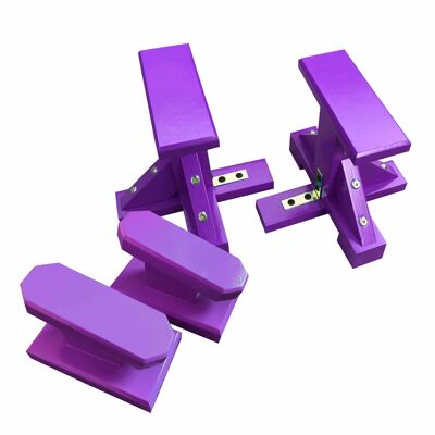 DUO SET - Pair of Mini Pedestal (Rectangle Grip) and Yoga Block - Purple (QBS492)