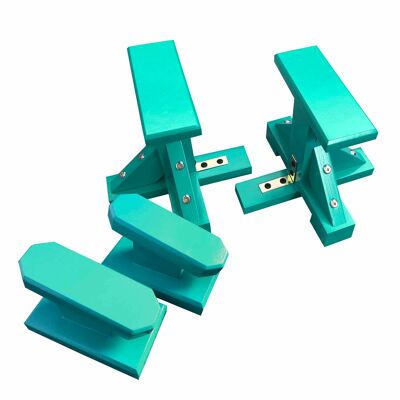 DUO SET - Pair of Mini Pedestal (Rectangle Grip) and Yoga Block - Turquoise Green (QBS494)