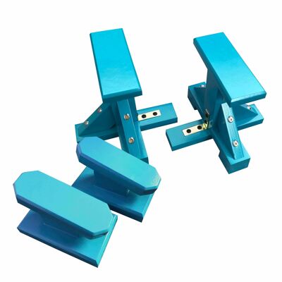 DUO SET - Pair of Mini Pedestal (Rectangle Grip) and Yoga Block - Turquoise Blue (QBS495)