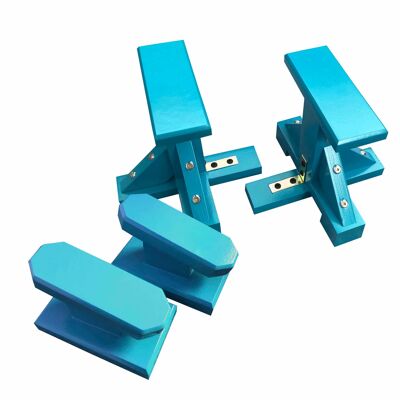 DUO SET - Pair of Mini Pedestal (Rectangle Grip) and Yoga Block - Turquoise Blue (QBS495)