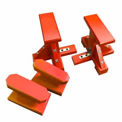 DUO SET - Pair of Mini Pedestal (Rectangle Grip) and Yoga Block - Red (QBS496)