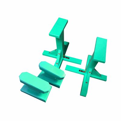 DUO SET - Standard Pedestals (Rectangle Grip) and Yoga Block - Turquoise Green (QBS501)
