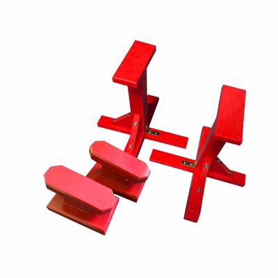 DUO SET - Standard Pedestals (Rectangle Grip) and Yoga Block - Red (QBS505)