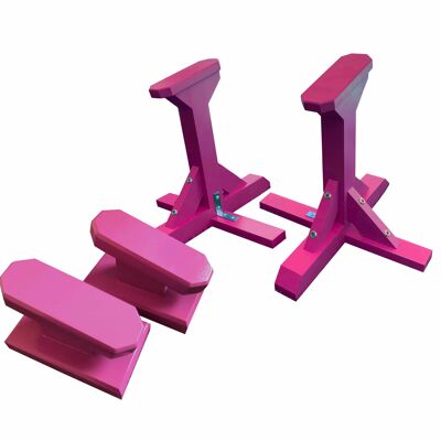 DUO SET - Angled Pedestals (Octagonal Grip) and Yoga Blocks - Hot Pink (QBS512)