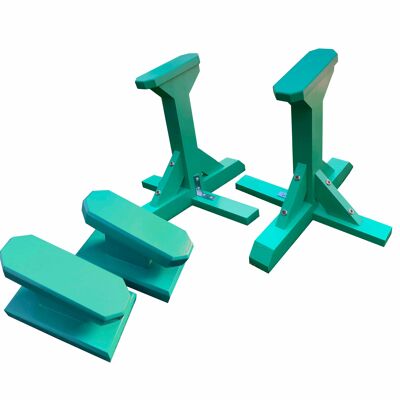 DUO SET - Angled Pedestals (Octagonal Grip) and Yoga Blocks - Turquoise Green (QBS513)
