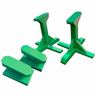 DUO SET - Angled Pedestals (Octagonal Grip) and Yoga Blocks - Green (QBS515)