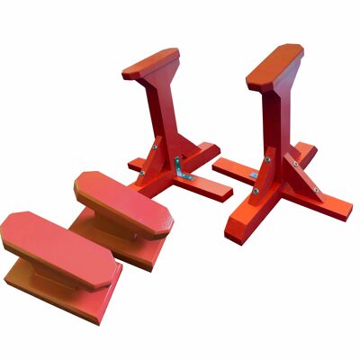 DUO SET - Angled Pedestals (Octagonal Grip) and Yoga Blocks - Red (QBS517)