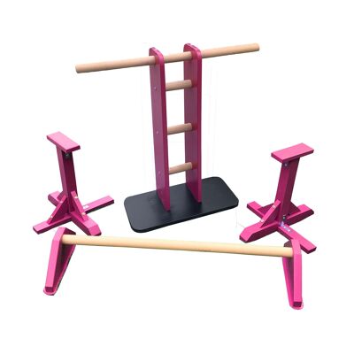 Combo Set - Hip Flexor, Handstand Bar and Pair of Standard Pedestals - Hot Pink (QBS534)