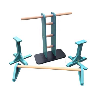 Combo Set - Hip Flexor, Handstand Bar and Pair of Standard Pedestals - Turquoise Blue (QBS536)