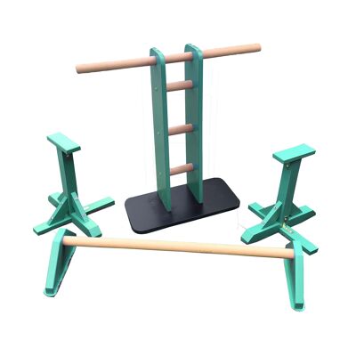 Combo Set - Hip Flexor, Handstand Bar and Pair of Standard Pedestals - Turquoise Green (QBS537)