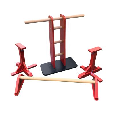 Combo Set - Hip Flexor, Handstand Bar and Pair of Standard Pedestals - Red (QBS542)
