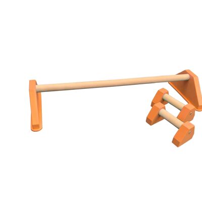 DUO SET - Handstand Floor Bar with Mini Paralettes - Orange (QBS573)