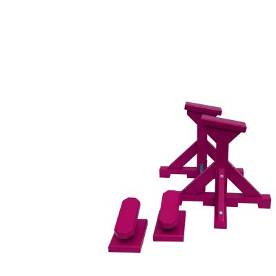 DUO SET - Angled Pedestals (Rectangle Grip) and Yoga Block - Hot Pink (QBS620)