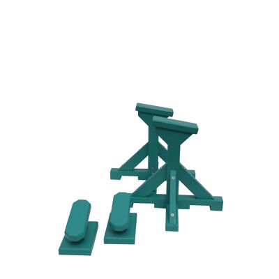 DUO SET - Angled Pedestals (Rectangle Grip) and Yoga Block - Turquoise Green (QBS621)