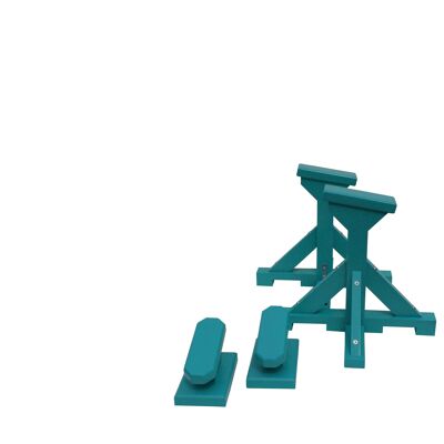 DUO SET - Angled Pedestals (Rectangle Grip) and Yoga Block - Turquoise Blue (QBS622)