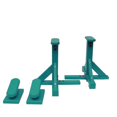DUO SET - Standard Pedestals (Octagonal Grip) and Yoga Blocks - Turquoise Green (QBS633)