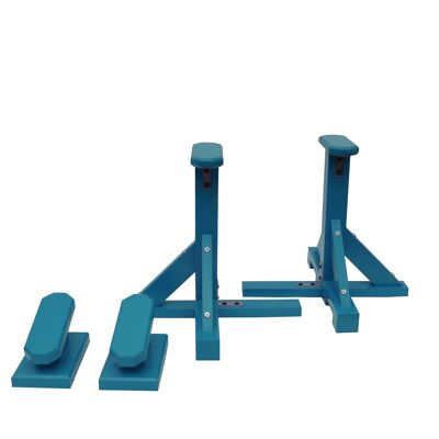 DUO SET - Standard Pedestals (Octagonal Grip) and Yoga Blocks - Turquoise Blue (QBS634)