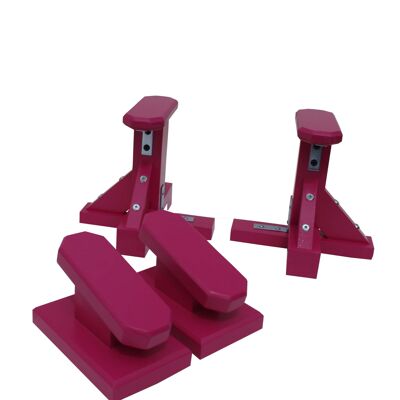 DUO SET - Pair of Mini Pedestal (Octagonal Grip) and Yoga Block - Hot Pink (QBS644)