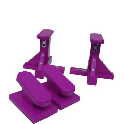 DUO SET - Pair of Mini Pedestal (Octagonal Grip) and Yoga Block - Purple (QBS648)