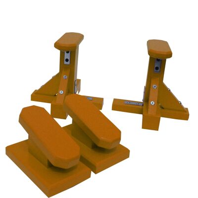 DUO SET - Pair of Mini Pedestal (Octagonal Grip) and Yoga Block - Orange (QBS649)