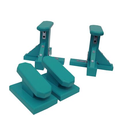 DUO SET - Pair of Mini Pedestal (Octagonal Grip) and Yoga Block - Turquoise Green (QBS650)