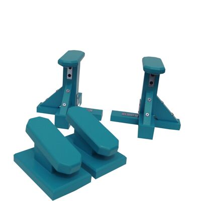 DUO SET - Pair of Mini Pedestal (Octagonal Grip) and Yoga Block - Turquoise Blue (QBS651)