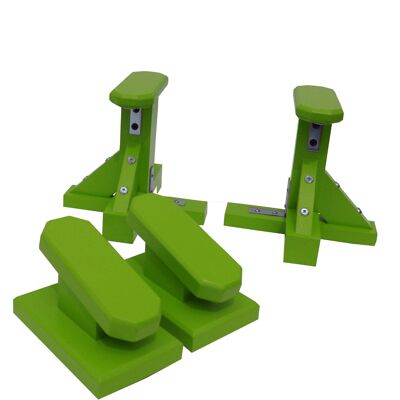 DUO SET - Pair of Mini Pedestal (Octagonal Grip) and Yoga Block - Green (QBS653)