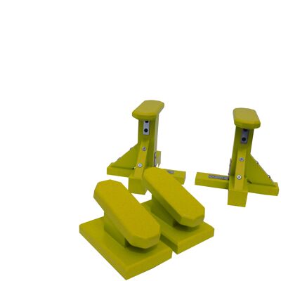 DUO SET - Pair of Mini Pedestal (Octagonal Grip) and Yoga Block - Yellow (QBS655)