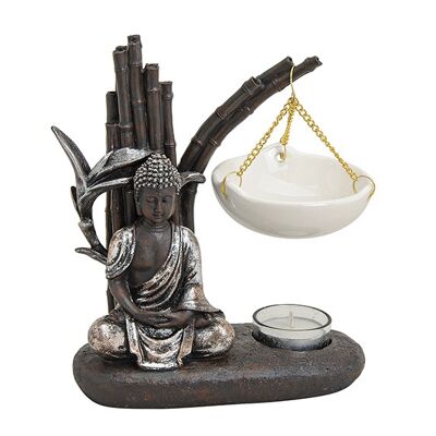Duftlampe Buddha aus Poly/Keramik, B19 x T8 x H20 cm