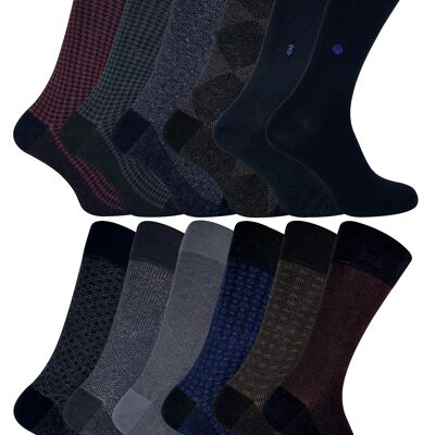 12 Pair Multipack Mens Luxury Bamboo Socks | SOCK SNOB | Patterned Suft Soft 6-11 Socks