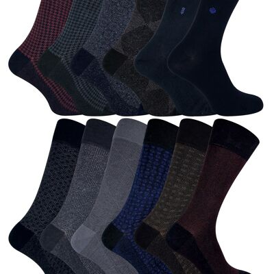 12 Pair Multipack Mens Luxury Bamboo Socks | SOCK SNOB | Patterned Suft Soft 6-11 Socks