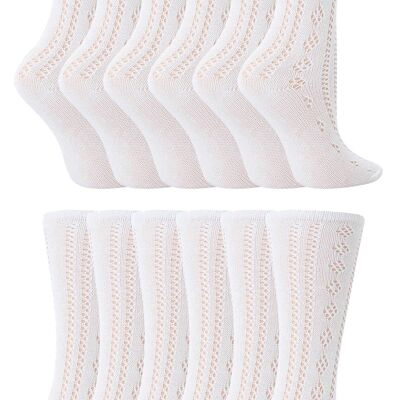 Sock Snob - 12 Pack Girls Cotton Rich Knee High White Pelerine Uniform Socks Kids