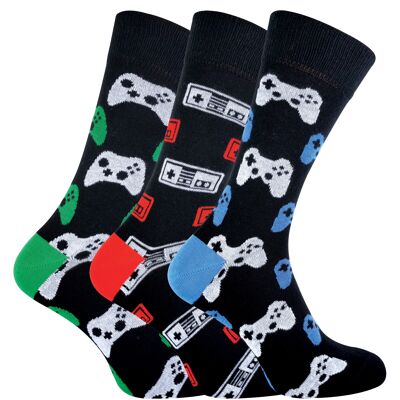 Mens Retro Gaming Funky Novelty Video Game Socks 6-11 | 3 Pairs | Sock Snob (6-11, Gaming Controllers)