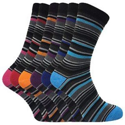 6 Pairs Mens Striped Cotton Socks