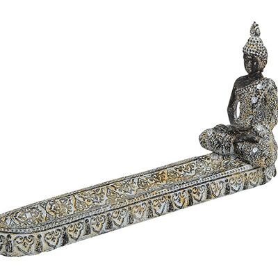 Räucherstäbchenhalter Buddha aus Poly, B25 x T6 x H11 cm